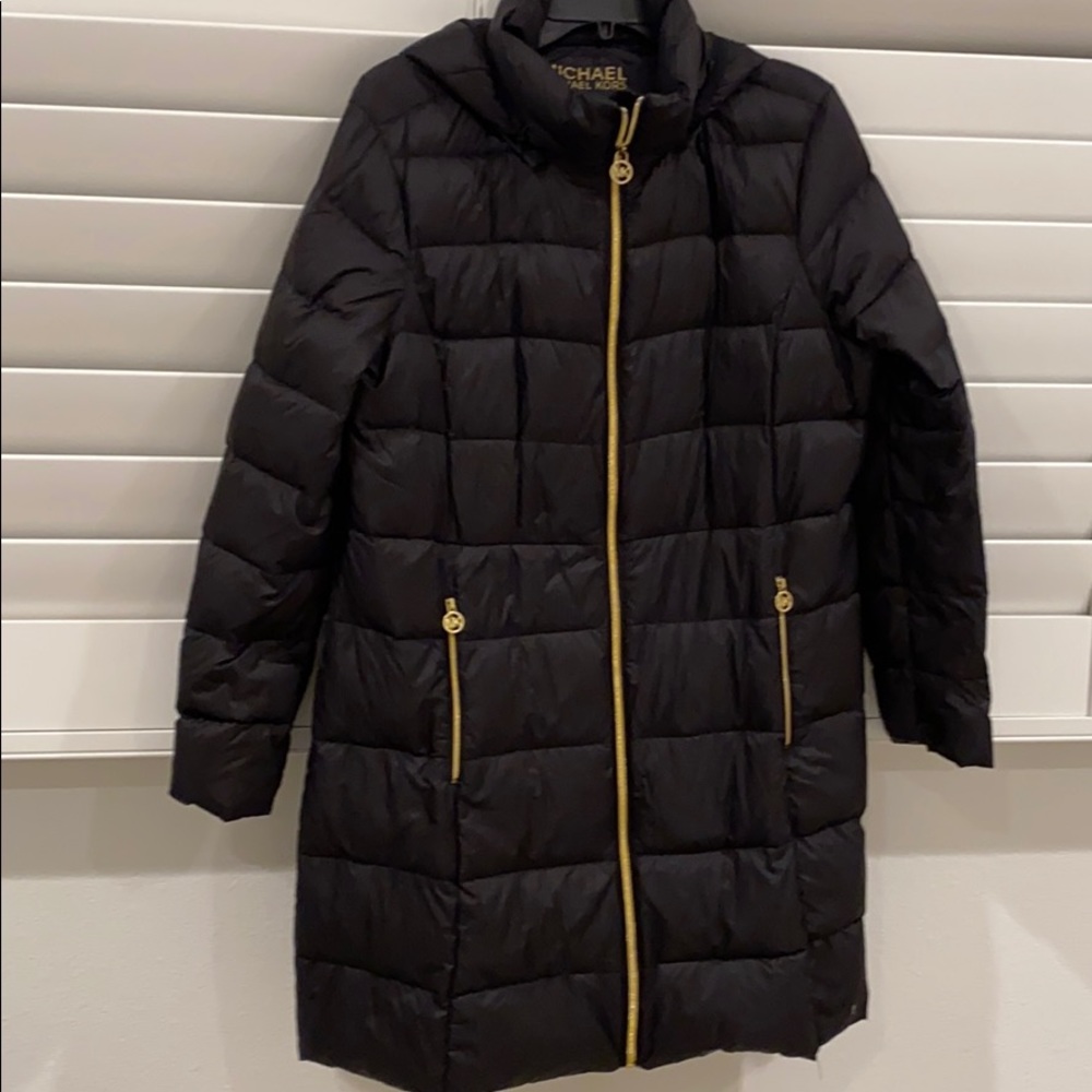 Michel Kors down puffer coat with gold hardware